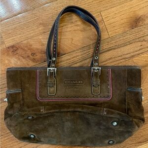 Coach Brown Leather Tote with Brass Hardware